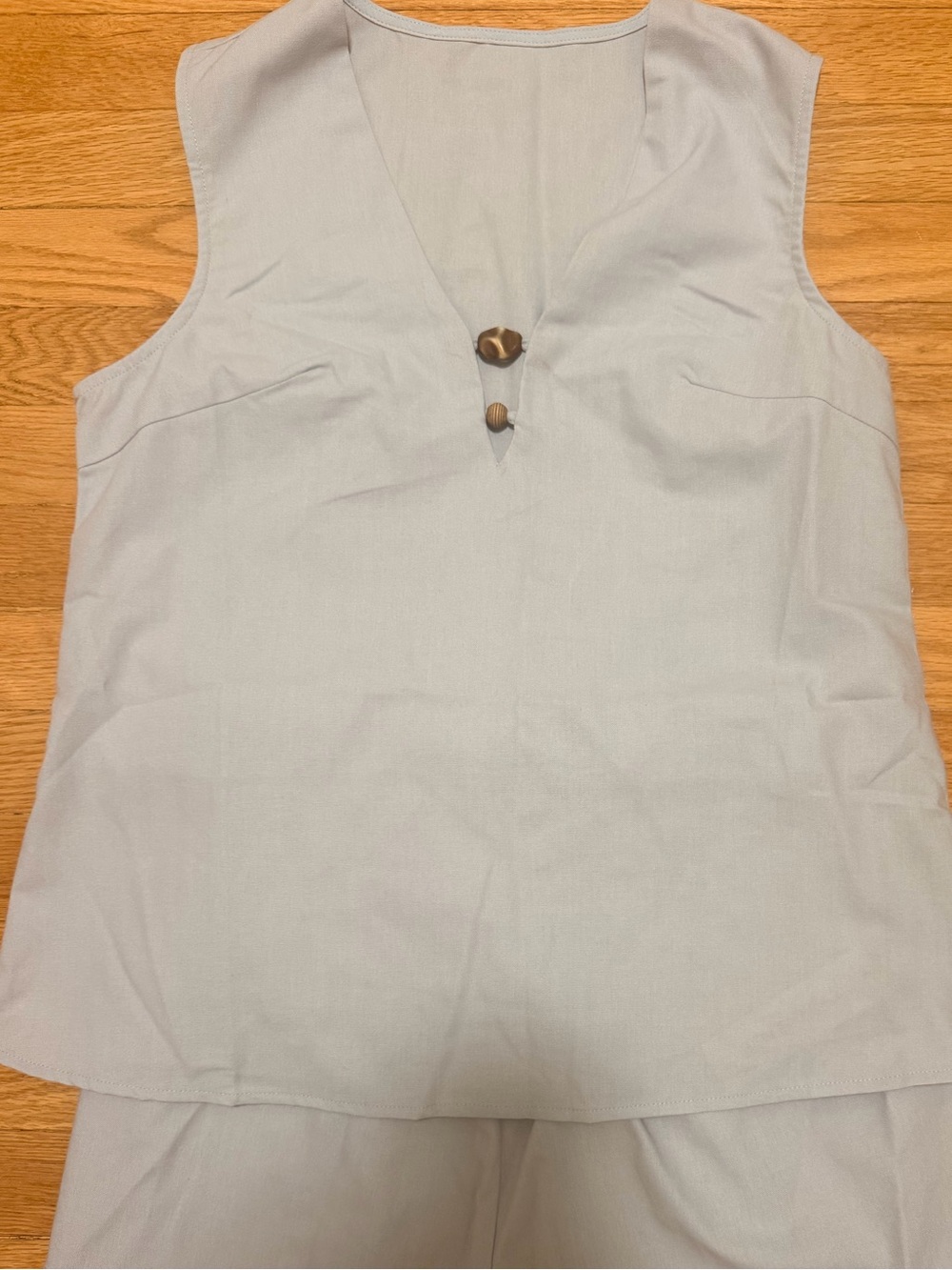 Commense Light Blue Sleeveless Top with Black Trim